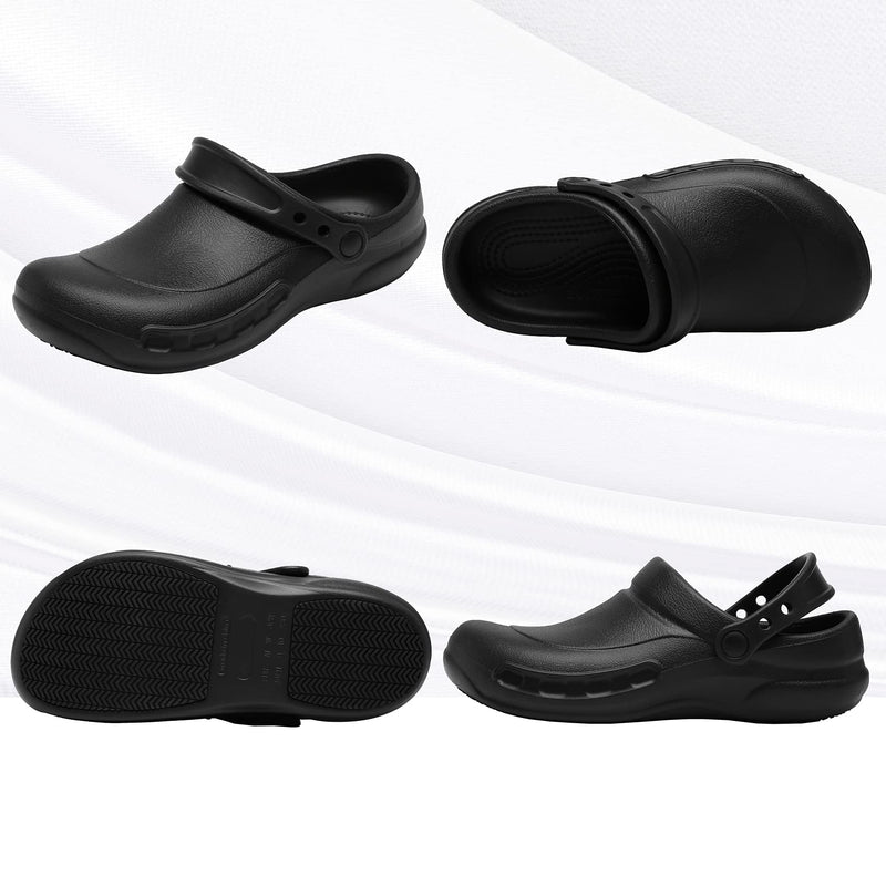 Unisex Oil Resistant Waterproof Chef Shoes Non Slip Kitchen Shoes for Men 10 Wide Women/9 Wide Men Black