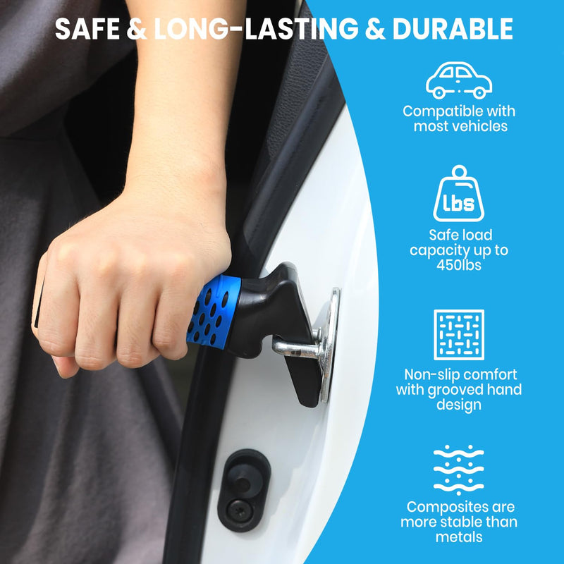 Car Door Handle for Elderly, Car Handle Assist Support Handle, Portable Elderly Assistance Mobility Aids for Getting Out of Car, Auto Grab Cane for Seniors and Handicapped, Blue 1 Pack