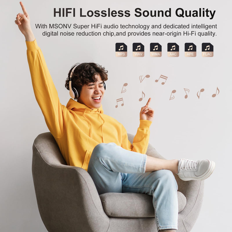MECHEN D53 128GB Bluetooth MP3 Player 2.4" Touch Screen Black | Voice Recorder, FM Radio, HiFi Speaker, Supports 512GB SD Card, Compact Design