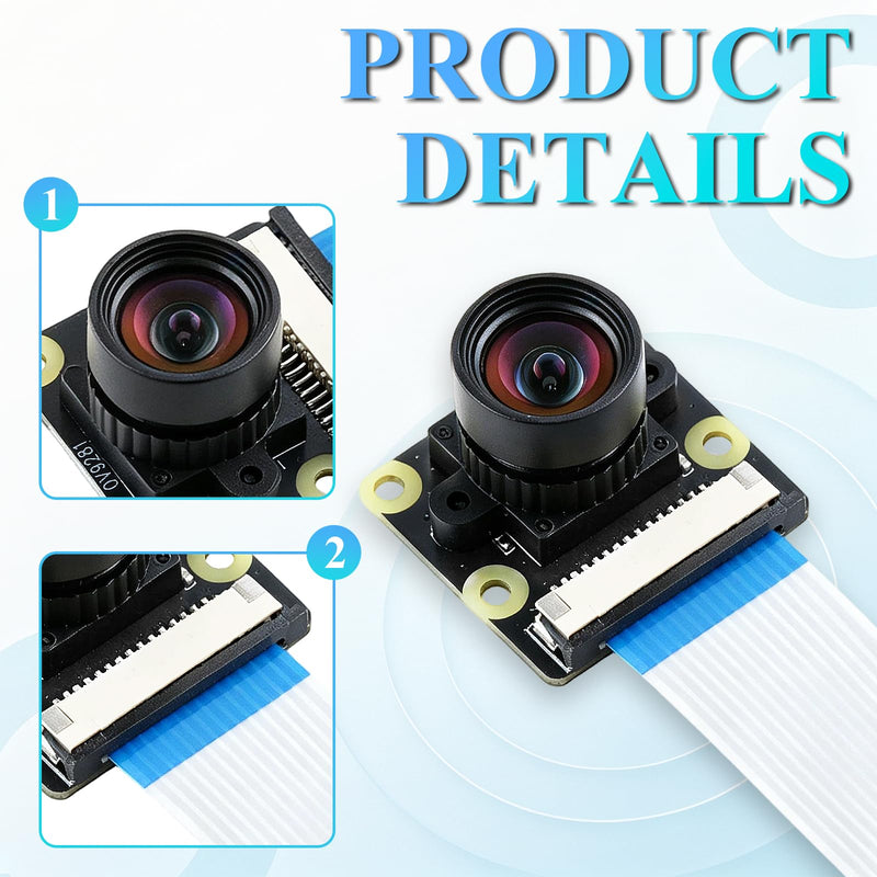2PCS 120fps Monochrome Global Shutter Camera Module, 1MP OV9281 Sensor with 120° Wide-Angle Lens, Compatible with Raspberry Pi 5 / 4B / 3B+ / 3B / Zero 120 degrees