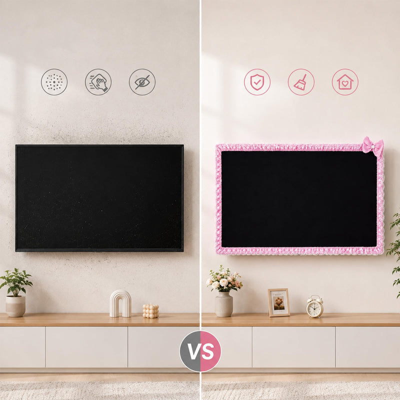 55 Inch TV Decorative Cover Elastic Frame Border Trim | Cozy Living Room Home Styling, Cute Television Surround Decoration, Fits Most 55 Inch TVs