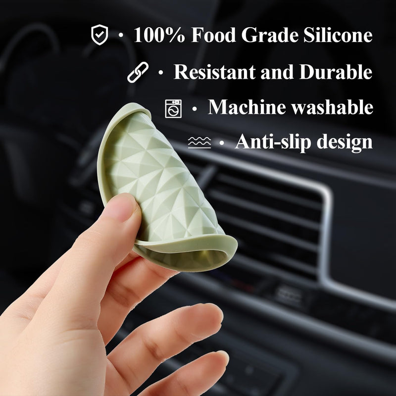 Car Coasters Silicone [4 Pack] 2.75in Universal Mats Non-Slip, Embedded Car Interior Accessories, Car Cup Holders Insert Coasters Decor，Sage Green Sage Green 4×2.75inches