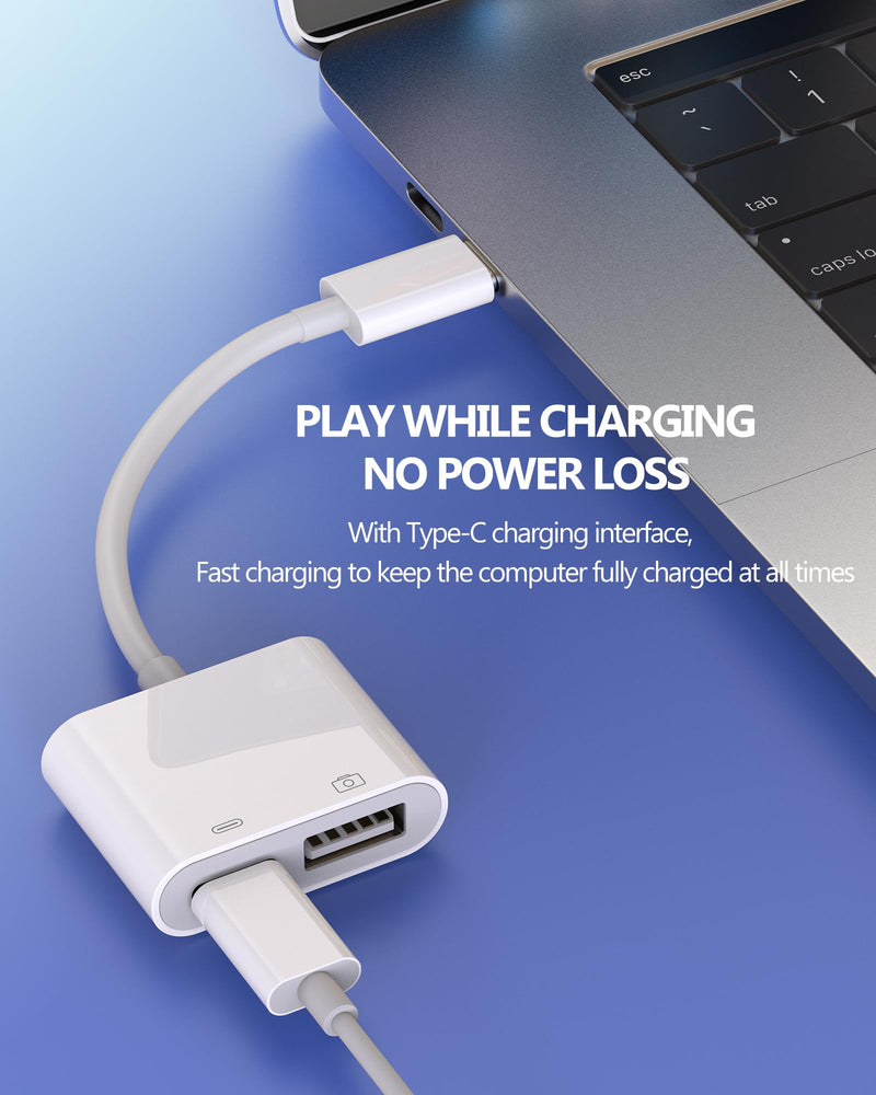 USB C 2 in 1 Charging Adapter USB A to C OTG Cable USB-C 3.0 Splitter Connector Keyboard hub for iPhone 15 Pro Max for iPad for MacBook Air for Compatible with Samsung