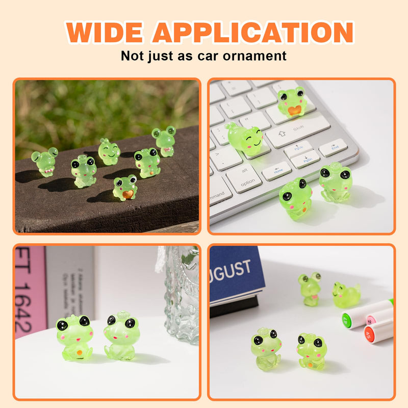 Luminous Frog Car Dashboard Decor, 6PCS Fun Frog Car Dash Decorations Rear View Mirror Ornament Interior Accessories Luminous Frog