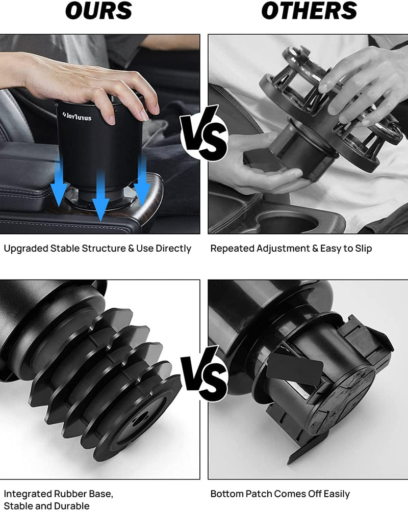 JOYTUTUS Upgraded Car Cup Holder Expander with Offset Base, Compatible YETI Ramblers, Hydro Flask, Large for Hold 18-40 oz Bottles and Mugs, Other in 3.4-3.8 inch 1pcs Black