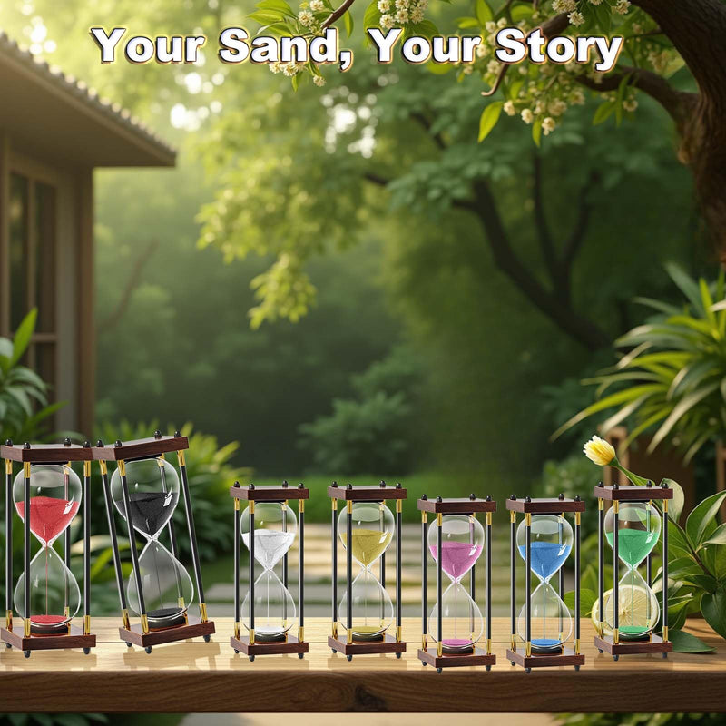 Empty Hourglass Fillable, 10 Inch Large Black Wooden Frame DIY Sand Timer, Unity Sand Hourglass for Wedding Ceremony Set, Without Sand Clock, Antique Hour Glass Sandglass for Desk Home Office Decor Empty