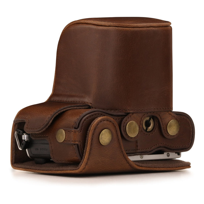 MegaGear Ever Ready Leather Camera Case Compatible with Olympus Pen E-PL10, E-PL9 (14-42mm) One Size Dark Brown