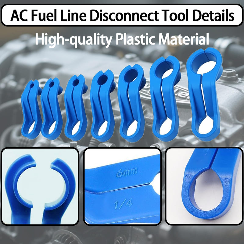 AC Fuel Line Disconnect Tool, 7 Pcs Fuel Filter Removal Sets, 1/4, 5/16, 3/8, 1/2, 5/8, 3/4, 7/8 Inch Transmission Oil Cooler Rail Disconnect Release Kit Compatible with Chrysler Ford GM Mazda
