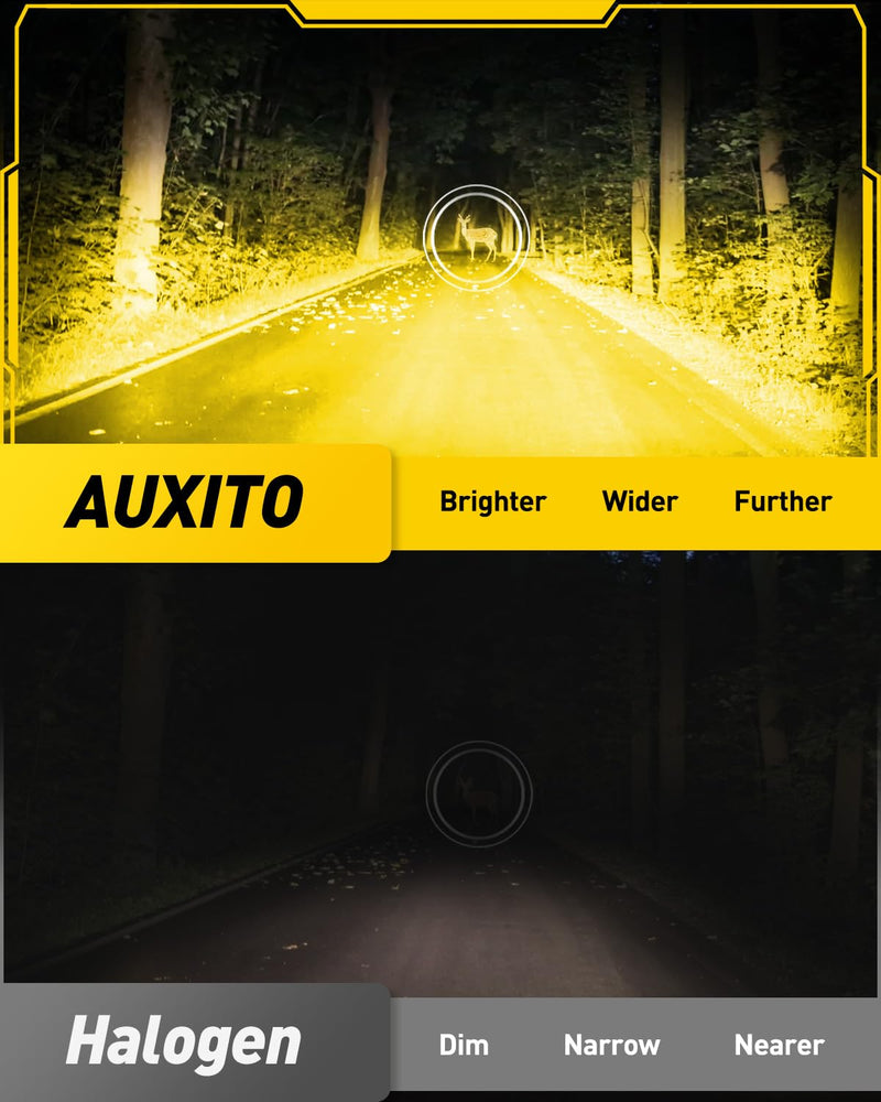 AUXITO 9145 9140 H10 LED Fog Light Bulbs, 6500K Cool White CSP LED Fog Lights, True 1:1 Mini Size Replacement Fog Bulb, 360° Full Illumination, Play and Plug, Pack of 2 9145/9140/H10