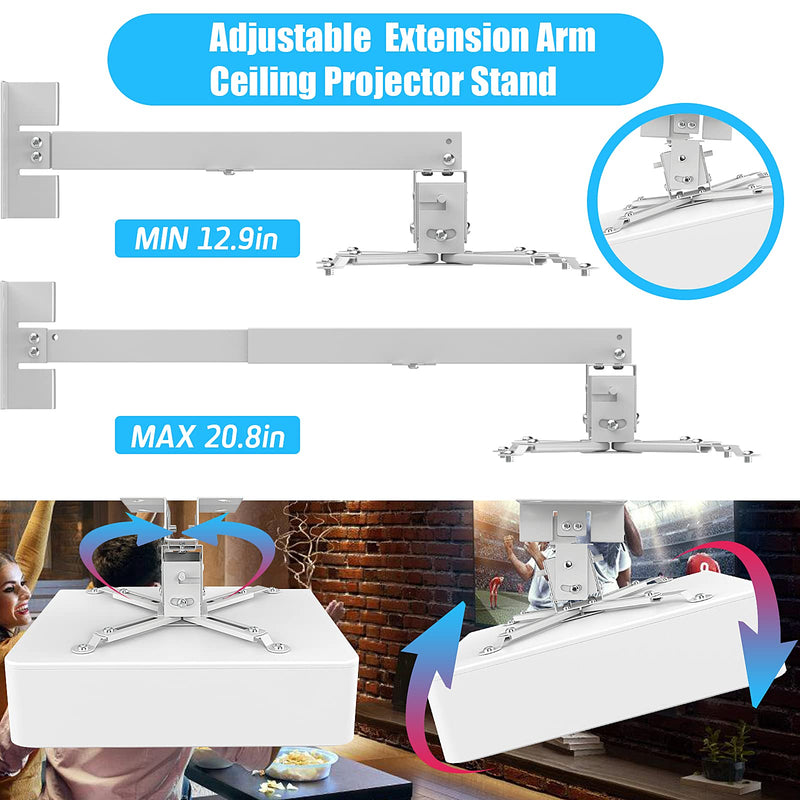 IUM Projector Ceiling Mount, Universal Black Projector Mount Extendable Stand Bracket Wall Mount Hanger for Most Projectors