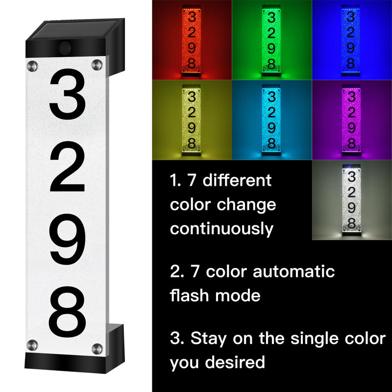 Solar Address Numbers for House, Waterproof LED House Numbers for Outside Modern, Illuminated Solar Address Signs with Remote Control for Streets, Family Yards and Homes multicolor 1 PCS