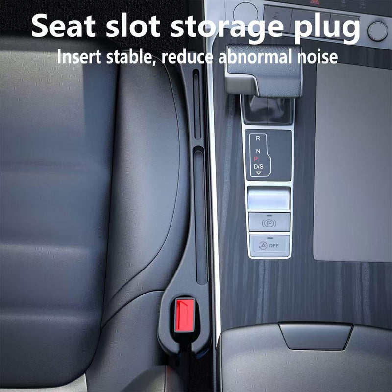 Car Seat Gap PU Filler Set of 2，Stop Things from Dropping，Filler with Organizer & Hook Function,Fill The Gap Between Seat & Console (Black) black
