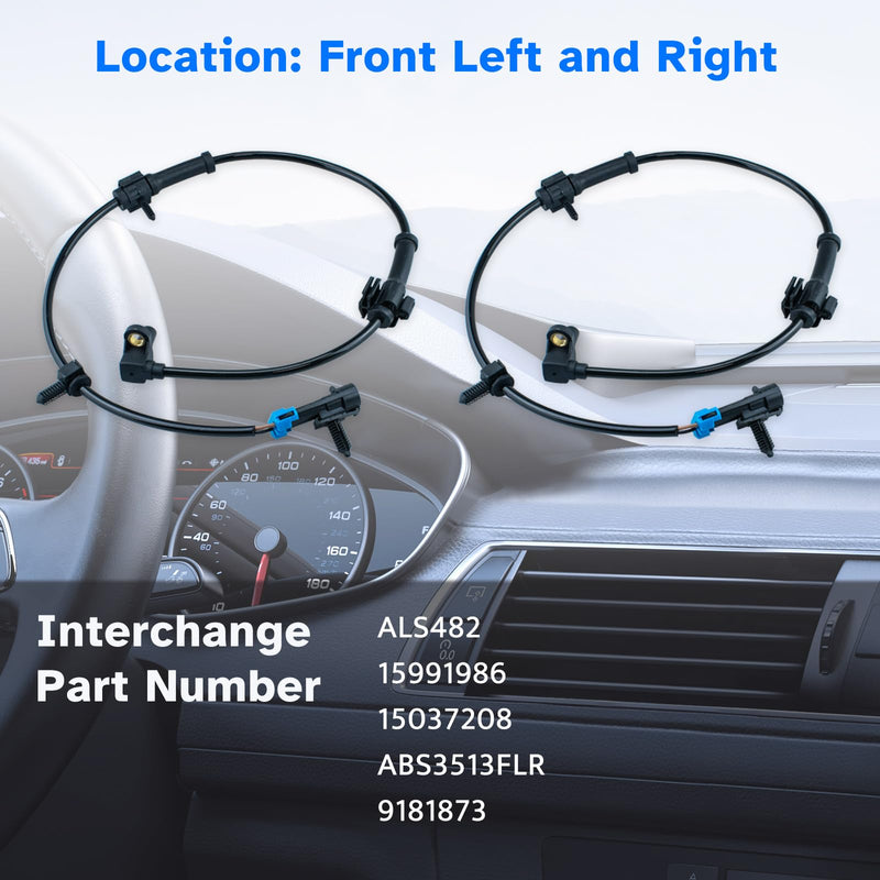 Front ABS Wheel Speed Sensor Left & Right fit for 1999 2000 2001 2002 2003 2004 2005 2006 Chevy Silverado 1500 Avalanche Suburban Express Tahoe, GMC Sierra Yukon XL Savana, Cadillac Escalade, ALS482