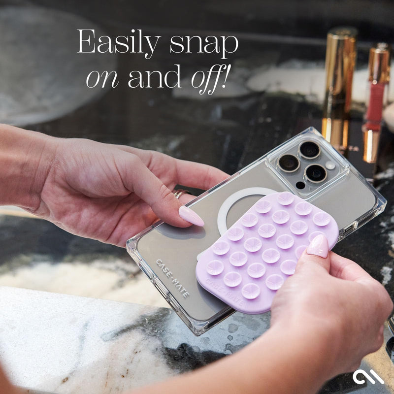 Case-Mate Stick it! Magnetic Suction Cup Phone Mount | Snap-On iPhone Suction Mount | Detachable Suction Phone Grip | Hands-Free MagSafe Suction Mount for iPhone Pro Max 15/14/13/12 Series | Stardust