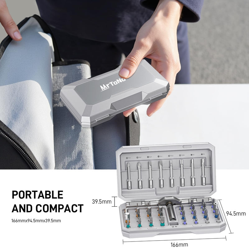 42 in1 Magnetic Screwdriver Set Precision Multi Bit Ratchet T Handle Repair Kit for Electronics, Phone, Laptop, Watch, Eyeglasses – Portable Tool Set for Home & DIY(Light Grey) Light Grey 42 in 1