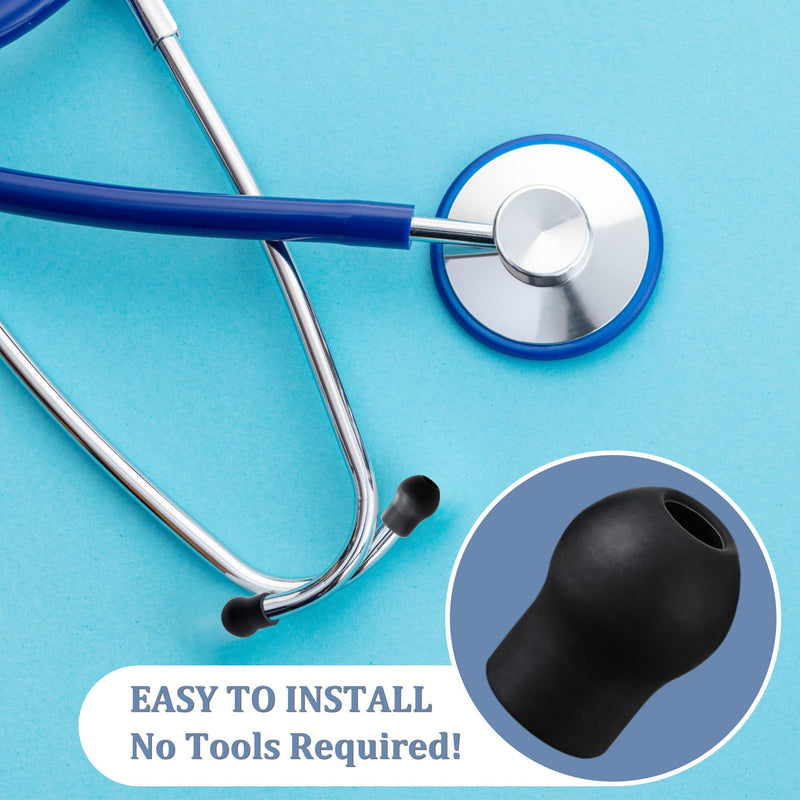 6pcs Stethoscope Ear Tips Replacement, Silicone Stethoscope Ear Pieces, Noise Reduction Earplugs Soft-Sealing Earbuds for Doctors, Compatible with 5MM Stethoscopes - Black Black, 6pcs