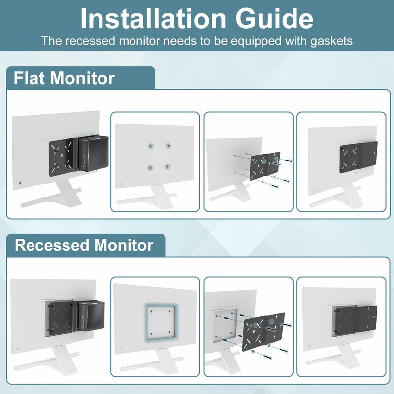 Mounting Bracket Compatible with Intel NUC 13 Pro 12 Pro 11 Pro 10 8 7 6 5 Gen Monitor Arm Extension Plate Compatible with Intel NUC VESA Mount Extender Plate for Mini PC Computer Mount with Screws