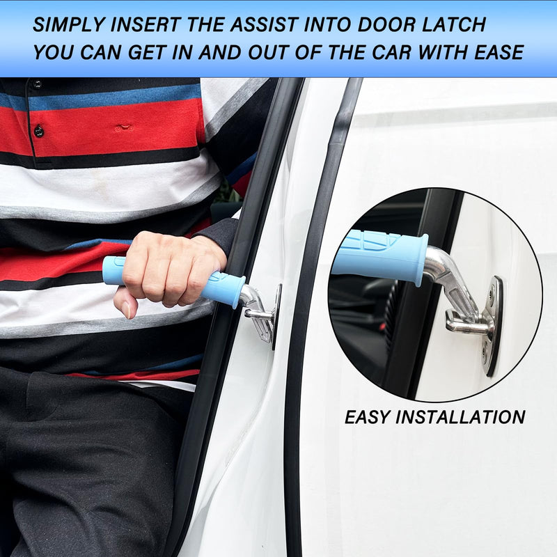 2 Pack Car Door Handle for Elderly Car Handle Assist Portable Vehicle Support Handle for Easy Sit to Stand Assistance Auto Cane for Seniors and Handicapped Supports Up to 450 Pounds Blue