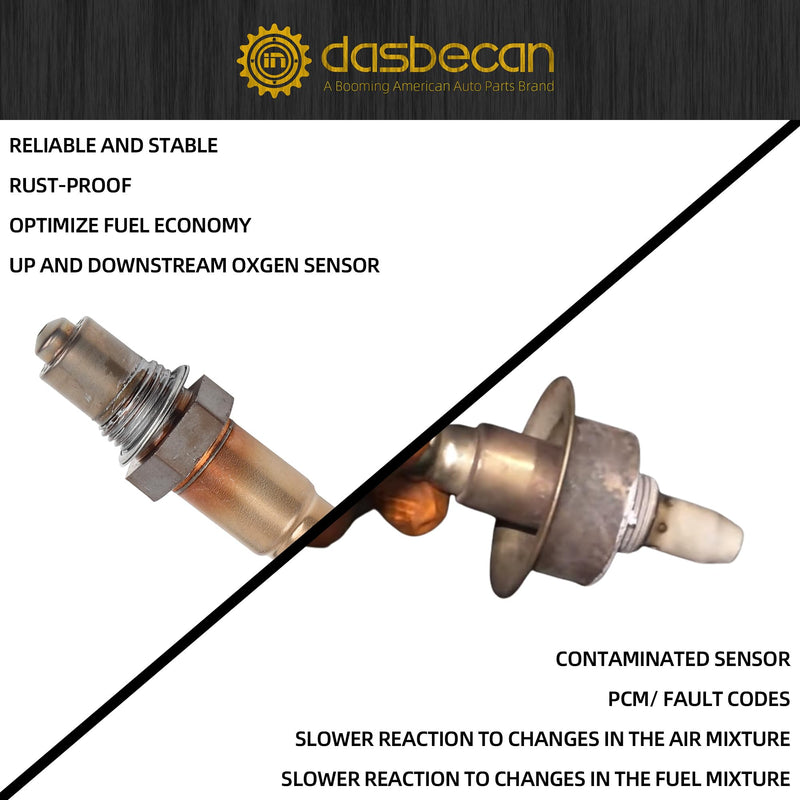 Dasbecan 2PCS Upstream & Downstream Oxygen Sensor 234-5055 234-4568 Compatible with 2012-2017 Hyundai Accent Veloster 1.6L, 2012-2018 Kia Rio, 2012-2016 Kia Soul 1.6L O2 Sensors