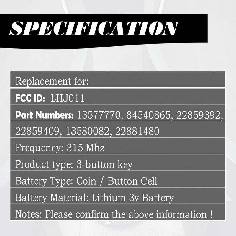 Key Fob Replacement with Ignition Key Fits for GMC Sierra 1500 Yukon XL 1500 Chevy Silverado 1500 Suburban Tahoe Hummer H2 Pontiac Torrent Saturn Vue Keyless Entry Remote Control LHJ011