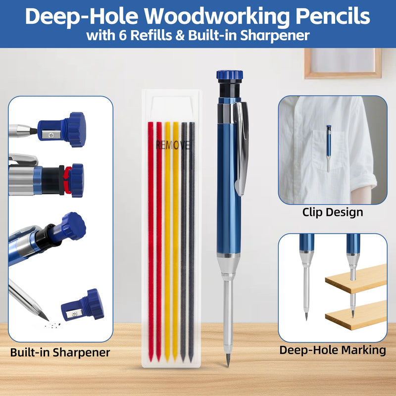 7inch Rafter Square and 12inch Combination Square Set -CNC-Machined Aluminum Alloy,Heavy Duty Carpenter Square for Woodworking and Home DIY Blue