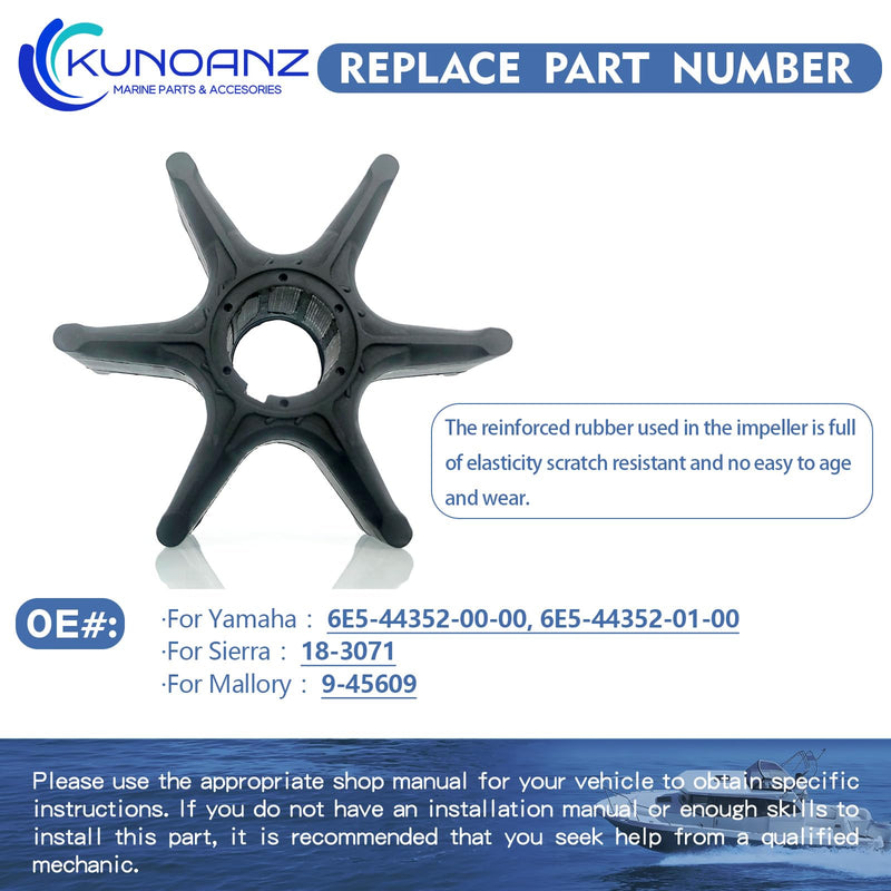 6E5-44352-01-00 6E5-44352-00-00 Water Pump Impeller For Yamaha 115 130 150 175 200 225 250 HP 2/4 Stroke Outboard Sierra 18-3071 115HP 130HP 150HP 175HP 200HP 225HP 250HP F115 F150 F200 F225 F250