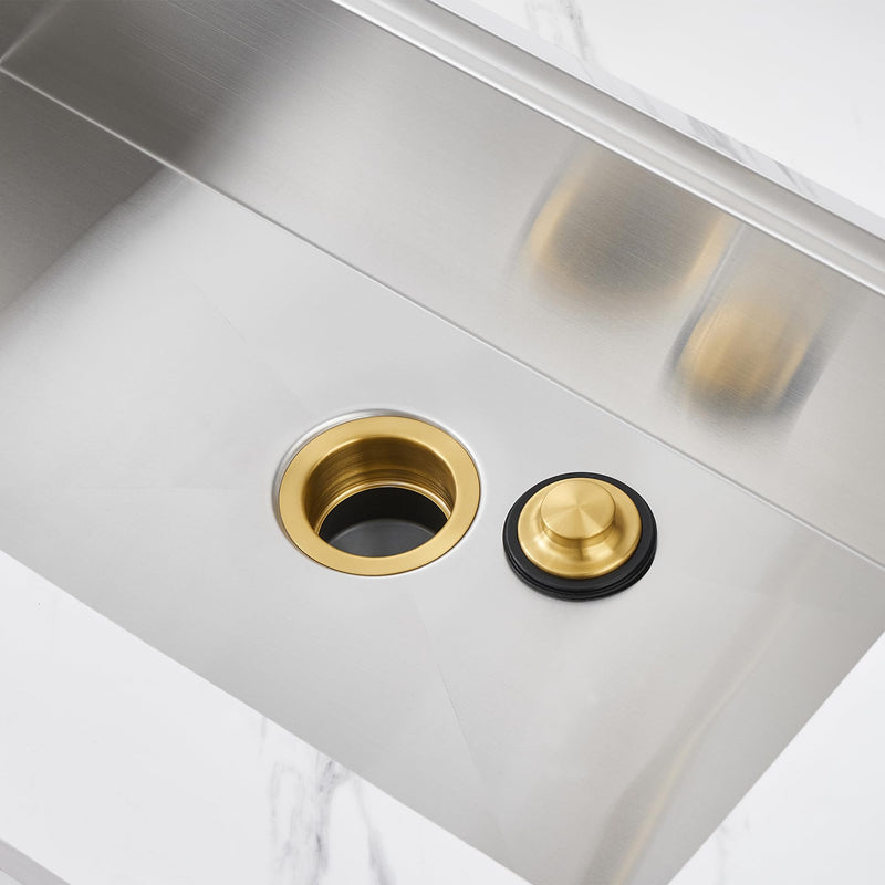 Luxier GD02-G Kitchen Sink Garbage Disposal Flange and Stopper in Brushed Gold