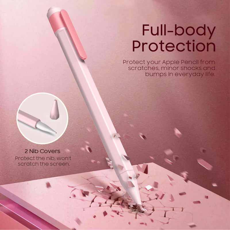 TiMOVO Pencil Case Compatible with Apple Pencil Pro & Apple Pencil 2nd Generation, Anti-Slip Grip Pencil Holder Cover Sleeve, Support Magnetic Charging and Double-Tap for Pencil 2nd Gen, Light Pink