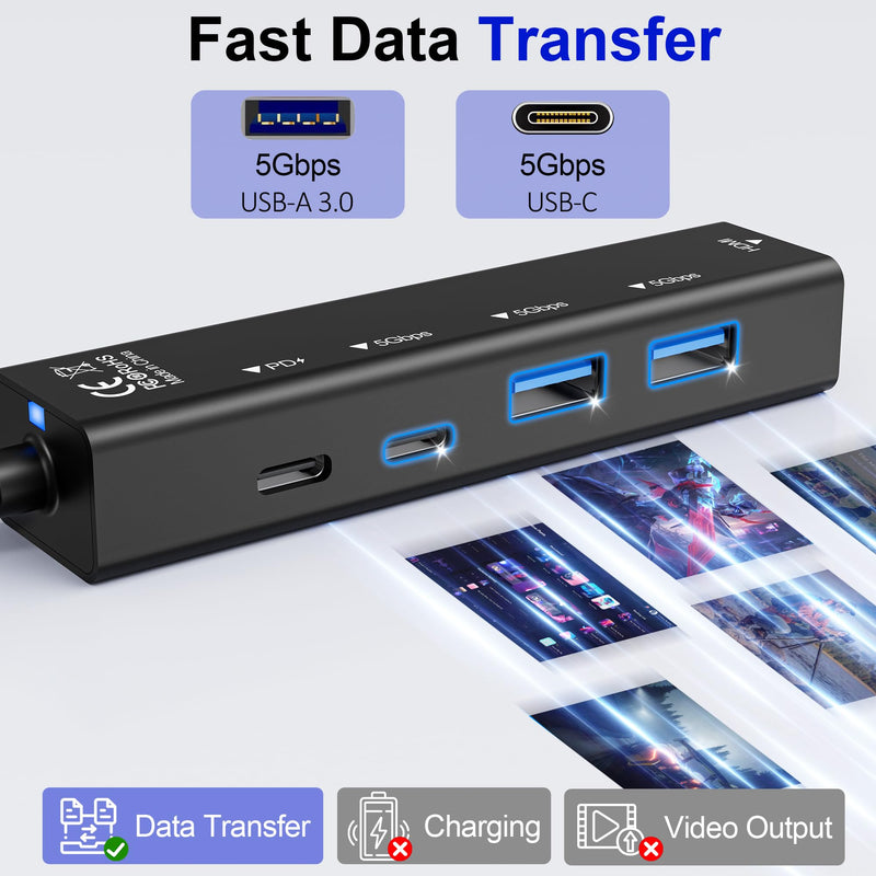 5 in 1 USBC to HDMI Adapter with 4K@60Hz, 100W PD Charging, 5Gbps USB C Hub | hdmi to usbc adapter for MacBook, iPad Pro, iPhone 17/16, Windows, 2 USB-A and 1 USB-C 3.0 Data Ports