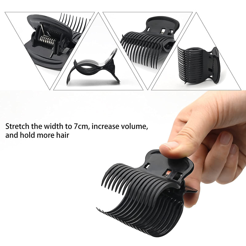 24 Pack Hot Roller Clips, Plastic Hair Curler Claw Clip Replacement Roller Clips Safety & Heat Lightweight Resistance Heated Clip for Small, Medium, Large Girls Hair Section Styling (Black) Black