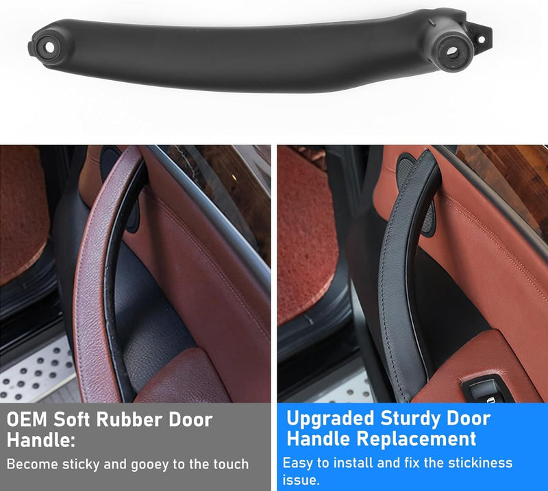 Jaronx for BMW X5 X6 Door Pull Handle, Inner Door Trim Grab Cover Passenger Side Right Front/Right Rear (Fits:BMW X5 2008-2013 and X6 2008-2014) (Leather Cover NOT Inculded) Black