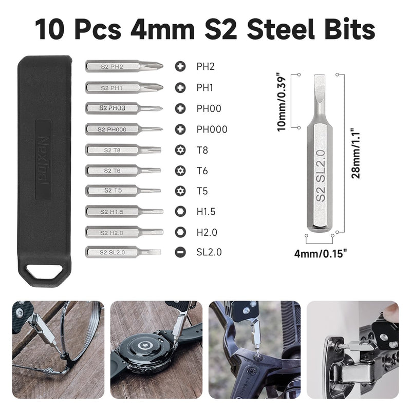 NexTool Knight K30 Multitool,11-in-1 Pocket Knife Multi tool with Axis Lock,Serrated Scissors,Tweezers,Awl,4mm 10-in-1 Bit Set for DIY、Repairs、Gifts Screw