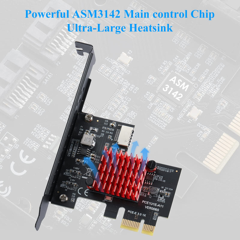 Pcie USB Card,PCI-E 1X to USB3.1 A-Key Gen2 Front Type-C Expansion Card,10Gbps Type-E Internal Front Panel Connector Riser Card,PCI Express 3.0 X1 Adapter for Desktop PCs (ASM3142) PCIE 1X USB 3.1 Type-e