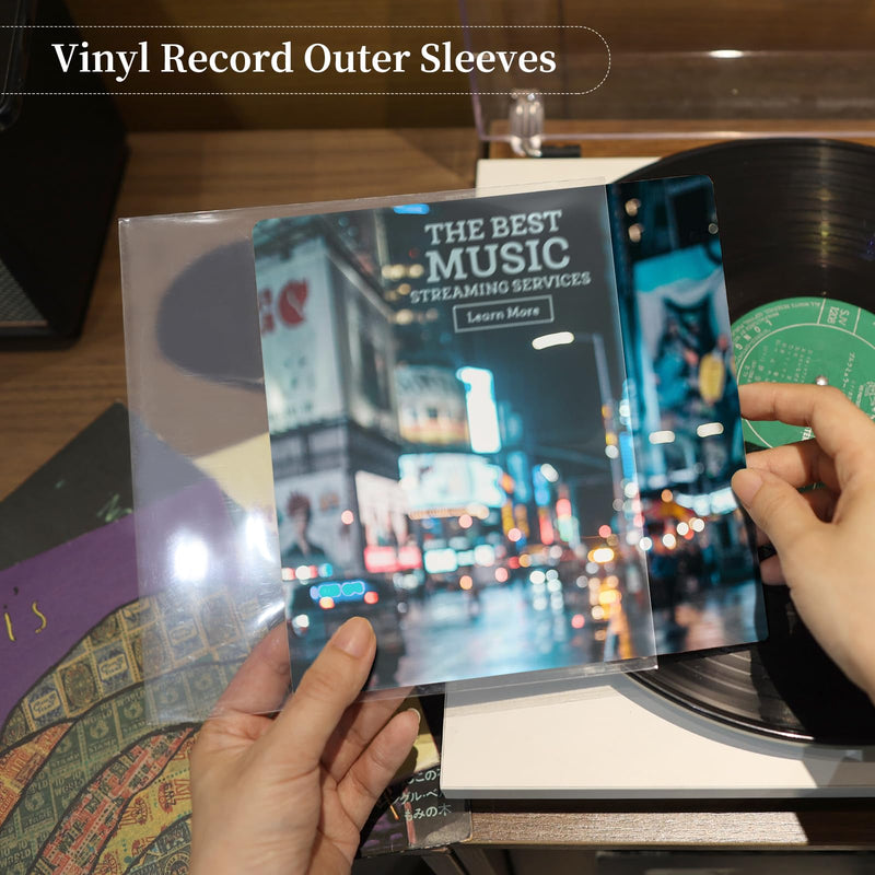 20Pcs 7 Inch Vinyl Record Outer Sleeves - Heavy-Duty Protective Covers for 45 RPM Album, 7.4" x 7.4" Clear Plastic EP Sleeves for Record Collection Storage and Display