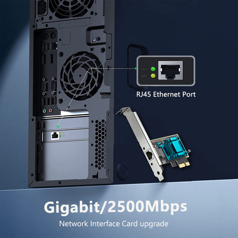 2.5GBase-T Gigabit Network Card PCI Express Ethernet Adapter (RTL8125B) NIC Support PXE for Windows 10/8/7/Mac and Linux OS with Low Profile