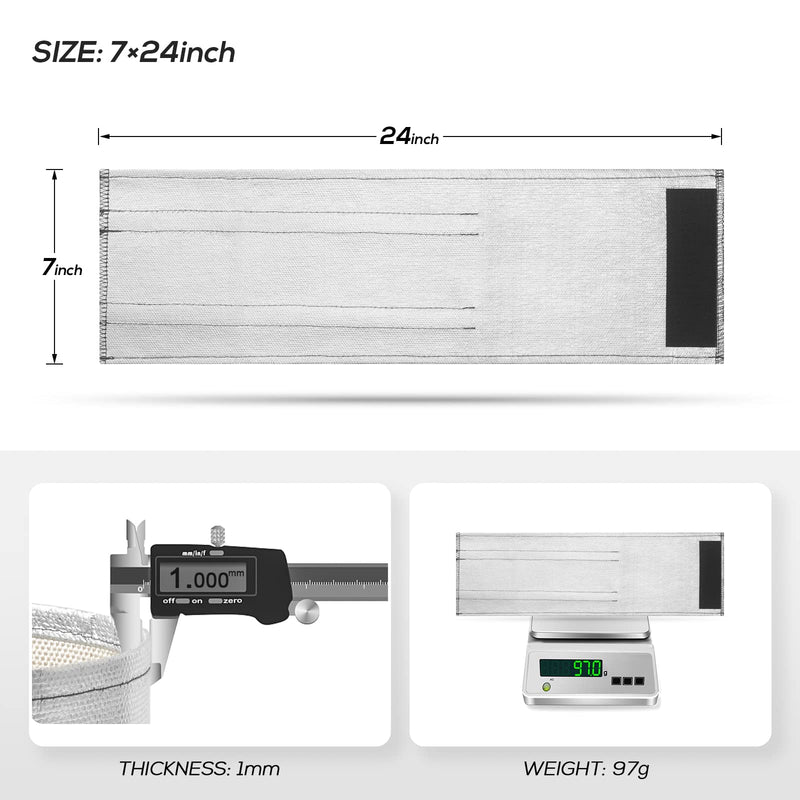 FLASLD Starter Heat Shield Barrier Cover 7"x 24" - Insulation High Temperature Aluminum and Fiberglass Heat Wrap Self Attaching 7×24 inch
