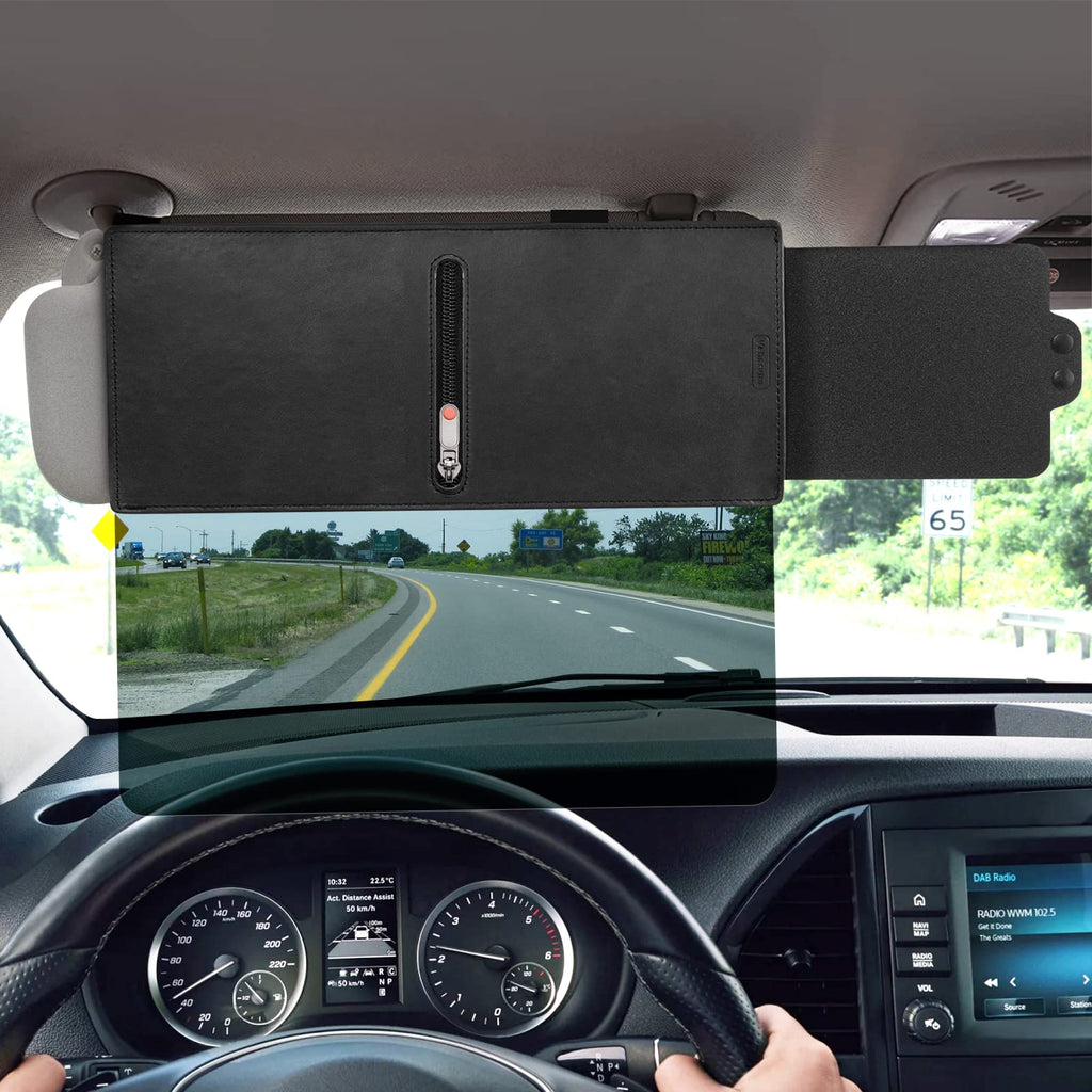 Veharvim Polarized Sun Visor for Car with Zipper Slider, Upgraded UV400 Car Sun Visor Extension with PC Lens and Side Sunshade,Anti-Glare Car Visor for Safe Driving,UV-Filtering/Protection Universal Transparent+Zipper+Driver Side