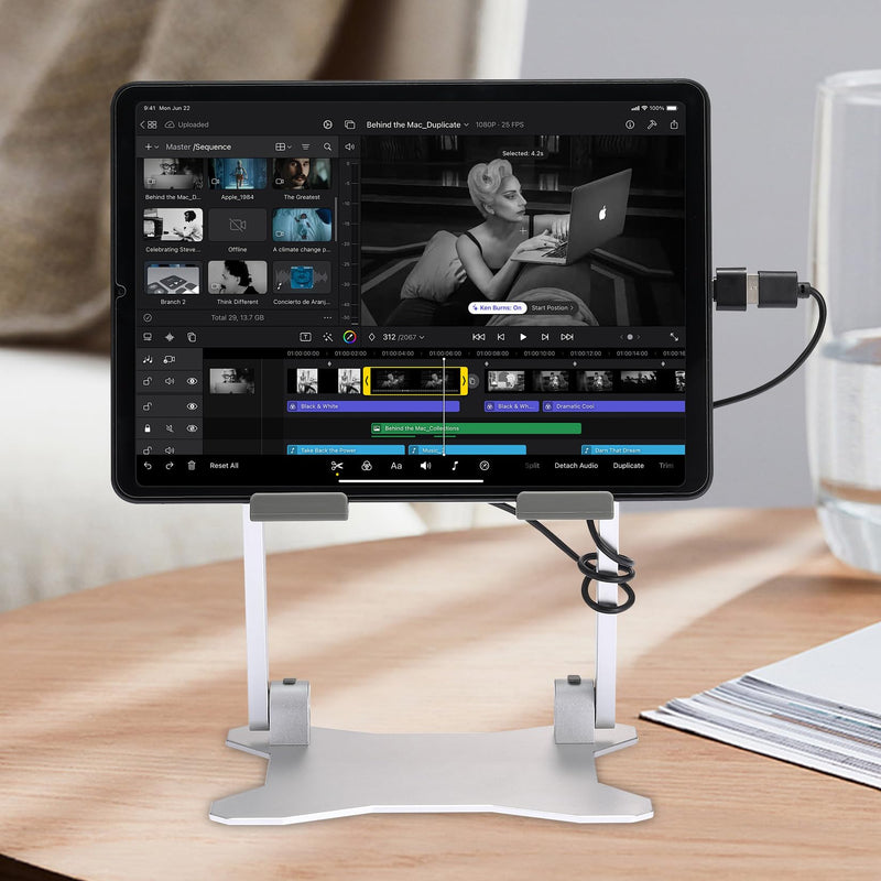 Surface Pro Stand, iPad Cooler,Aluminum Cooling Pad,Sturdy Tablet Stand Holder with Quiet Fan for Microsoft Surface Tablets,iPad Series,Samsung Galaxy Tabs-Up to 15-in Tablets Silver