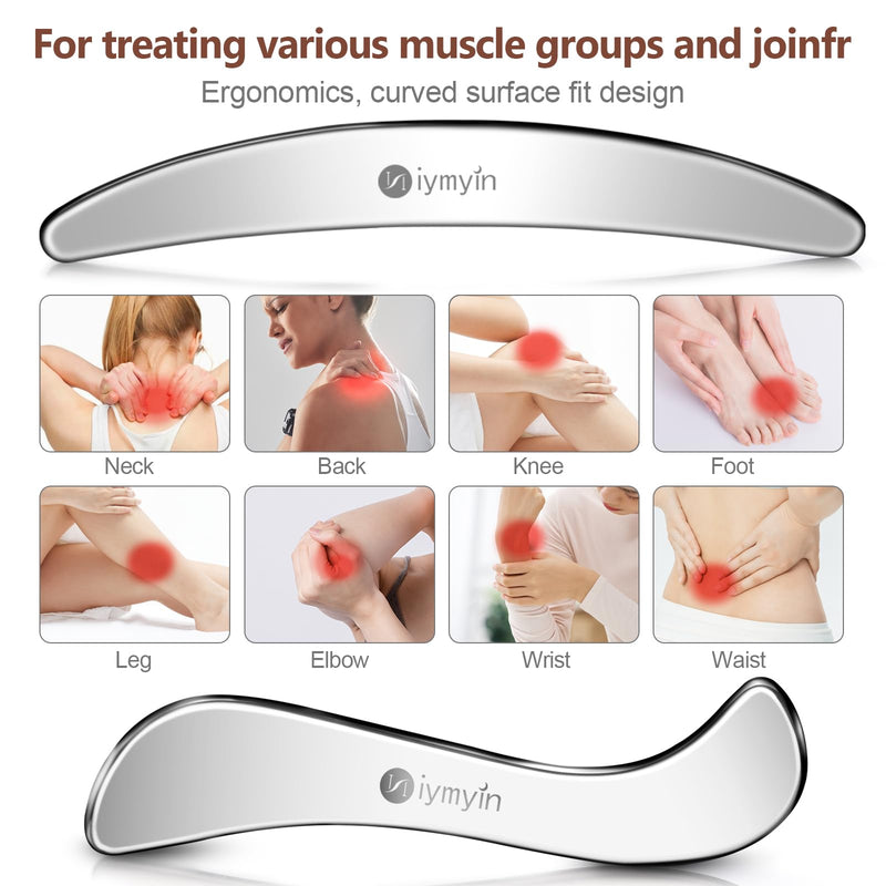 5-in-1 Stainless Steel Muscle & Fascia Scraper Tool Set, For Body Skin Massage and Sore Muscles, Myofascial, Iastm Tools, Soft Tissue Mobilization Tools, Full Body Gua Sha Kit, Great Gift Idea for Her