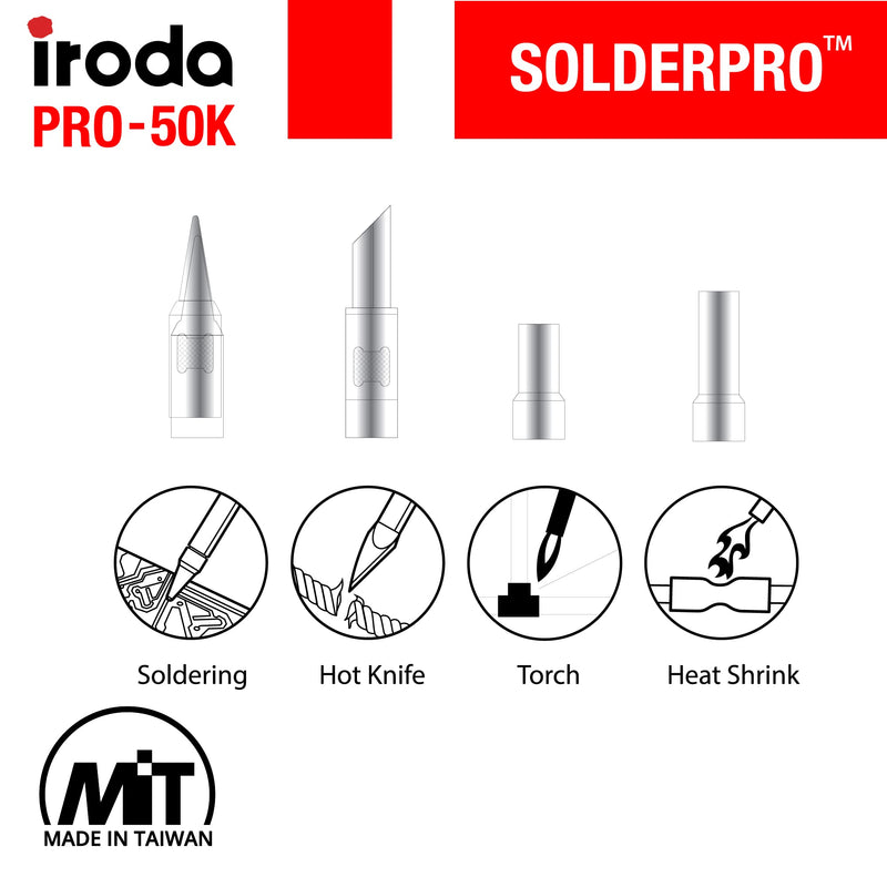 IRODA Wireless Butane Soldering Iron Kit | 4-in-1 Cordless 30-70W Pro Grade | 18s Heat-Up Multi-Function Heat Tool with Case & Tips | Pro-50K