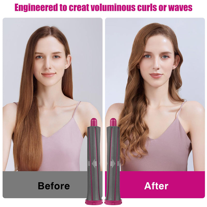 Long Curling Barrels+Round Volumizing Brush Attachments for Dyson Airwrap | 5 in 1 attachment for HS01 HS05, Adapter for Dyson Supersonic Hair Dryer HD01 HD02 HD03 HD04 HD07 HD08 5 in 1 Attachments