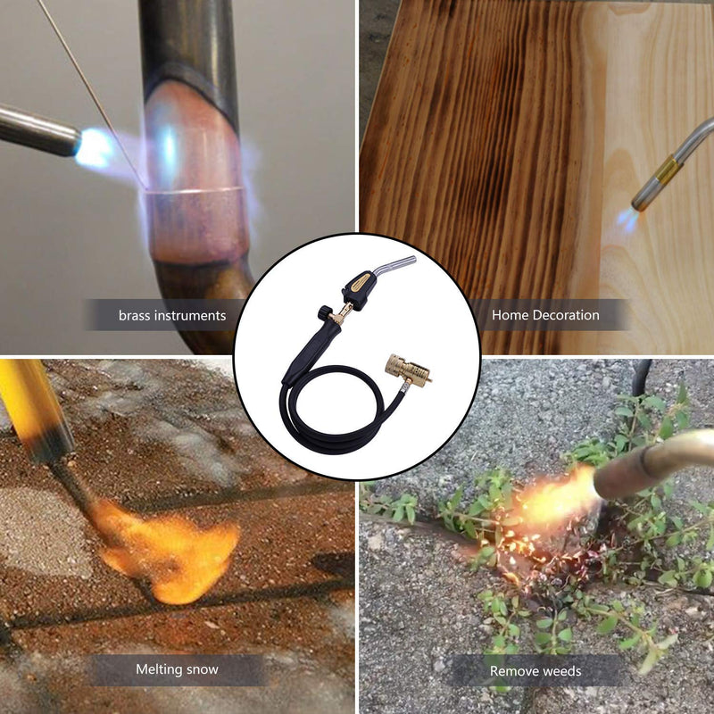 Propane Torch Hand Hose, Mapp Gas Torch,Welding Torch,Hose Length 1.5M/60"Maximum Operating Temperature 1900℃/3600℉-with Hook (Quick ignition with valve Style) Quick ignition with valve Style