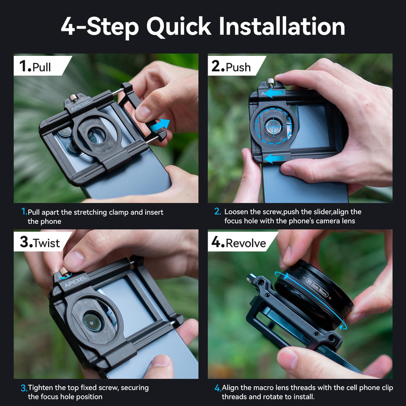 Macro Lens Kit for Smartphone, 10-20X Micro Phone Lens with Universal Lens Clip, HD Magnifier Photography Lens for iPhone Android Phone (Fits for Almost All Phone), Phone Macro Lens Attachment Blue