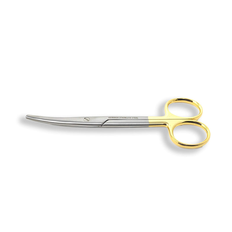 Cynamed TC Mayo Dissecting Scissors with Tungsten Carbide Inserts and Gold Rings - Long, Thick Precision Shears - Medical Grade Premium Quality Stainless Steel (5.5 in, Curved Blades) 5.5 in.