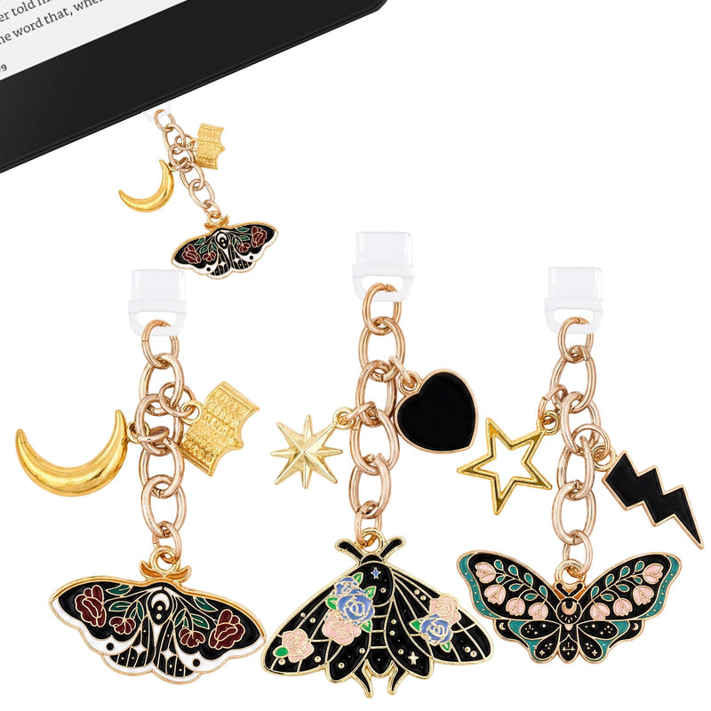 Dust Plug Charm Fantasy Alloy Pendant Chain for Kindle E-Reader Moth