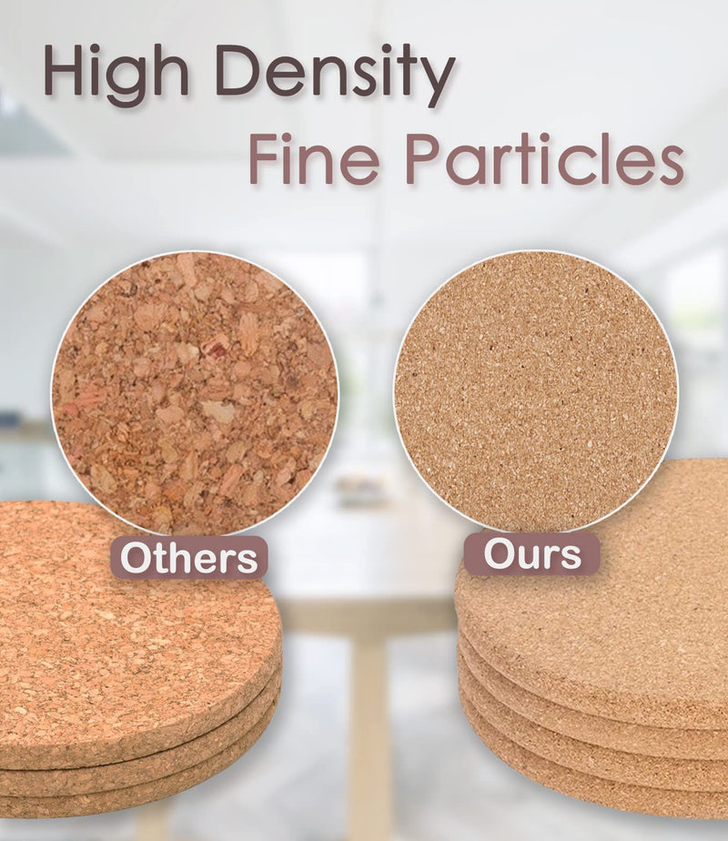 Cork Trivet, 6 Pcs High Density Thick Cork Trivets for Hot Dishes, 10 Inch Heat Resistant Multifunctional Coaster, Hot Pads for Table & Countertop 6 Pcs, 10"