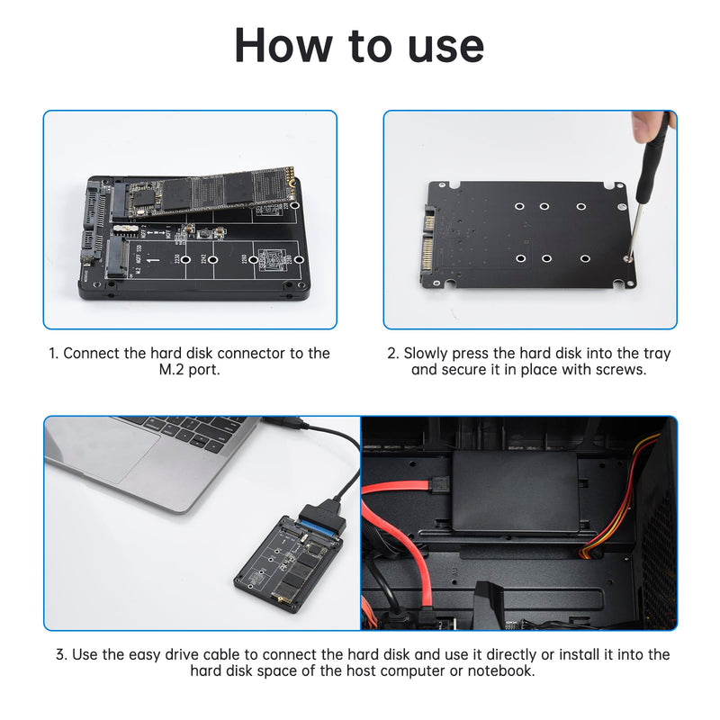 ELUTENG M.2 SATA (NGFF) to SATA 3.0 Adapter Card (Not Support NVME/M.2 PCIE) Dual NGFF B Key/B&M Key M.2 NGFF SDD to 2.5" SATA III Converter Adapter Support 2230 2242 2260 2280 SSDs