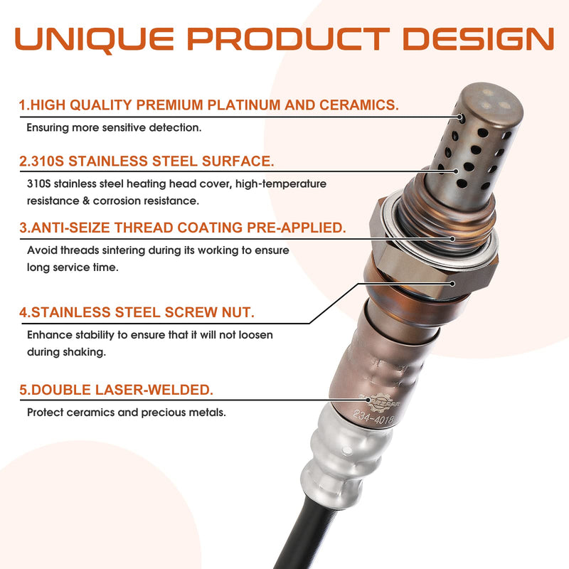 234-4012 234-4018 Oxygen Sensor O2 Sensor Compatiable with Chevy Silverado 1500 Tahoe Suburban Express 1500 Suburban, GMC Yukon XL Sierra Cadillac Escalade 2344012 SU187 250-24018 4 Pack