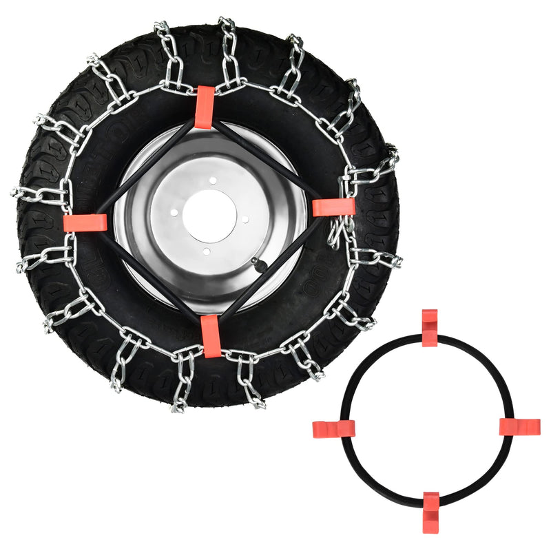 1 Pair Rubber Tensioner Snow Chain Tire Traction Chain Tightener Fit for 18x8.5-8, 18x9.5-8, 20x8.00-8, 20x10-8 Lawn Garden Tractor Snow Blower Tire Chain 6 Link Chain-009