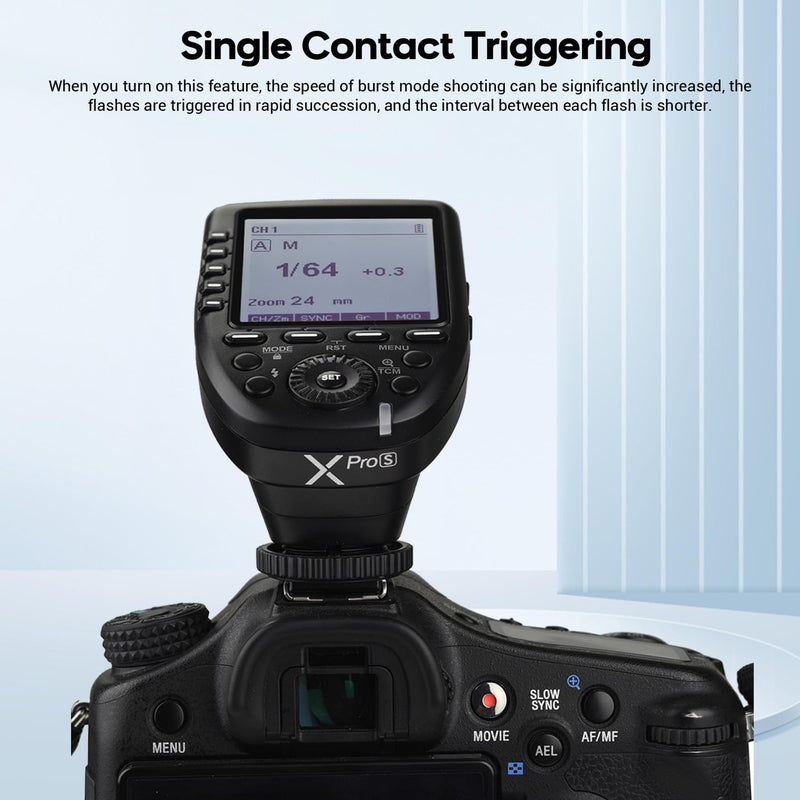 Godox XPro-S TTL Wireless Flash Trigger for Sony Camera, 2.4G Wirless Flash Transmitter HSS 1/8000s, TTL-Convert-Manual Function, 11 Customizable Functions, Big LCD Screen, 16 Groups and 32 Channels